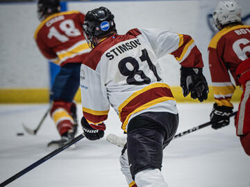 A hockey player on the ice